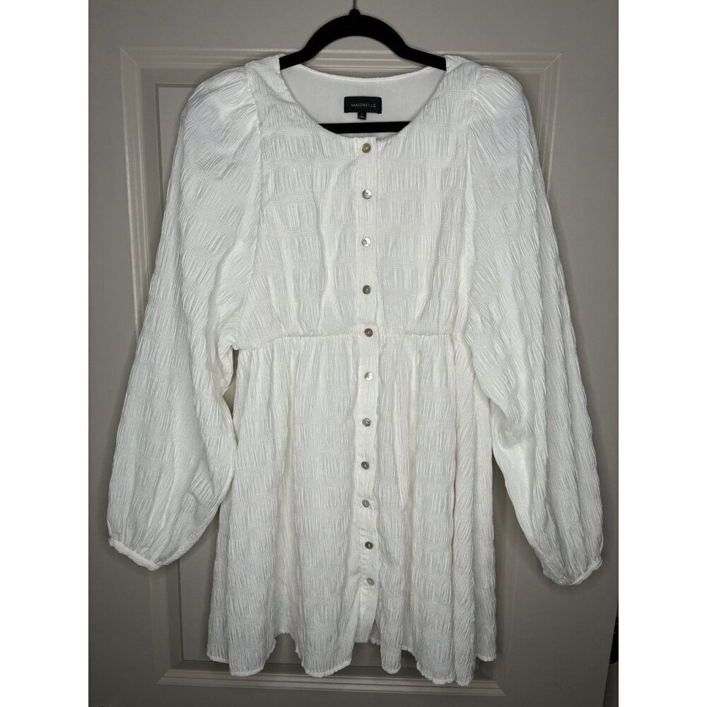 Majorelle Kimmie Mini Dress in White Size Medium Balloon Sleeves - Picture 3 of 8